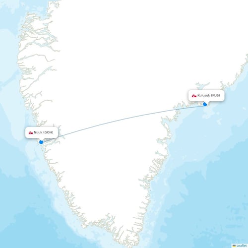 AirGlow Aviation Services flights between Kulusuk and Nuuk