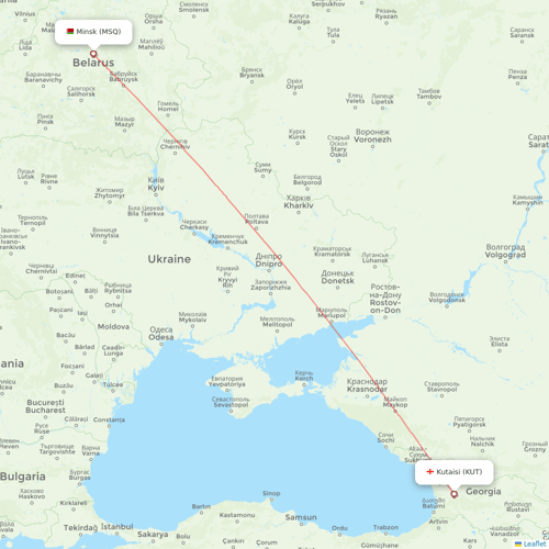 Belavia flights between Kutaisi and Minsk