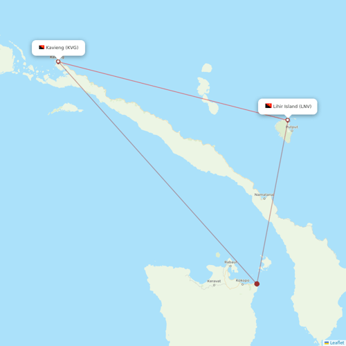 PNG Air flights between Kavieng and Lihir Island