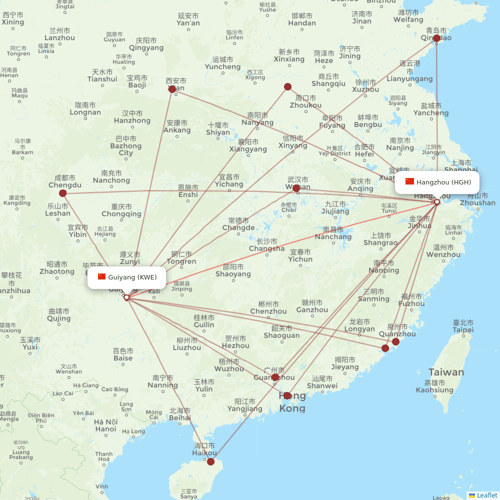 Loong Air flights between Guiyang and Hangzhou