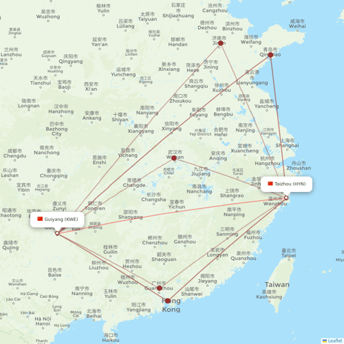 Chongqing Airlines flights between Guiyang and Taizhou