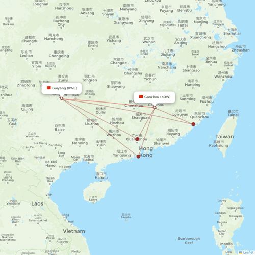 Loong Air flights between Guiyang and Ganzhou