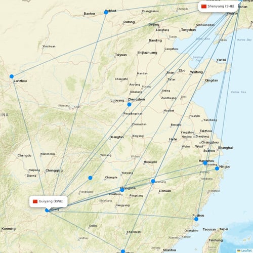 Air Changan flights between Guiyang and Shenyang