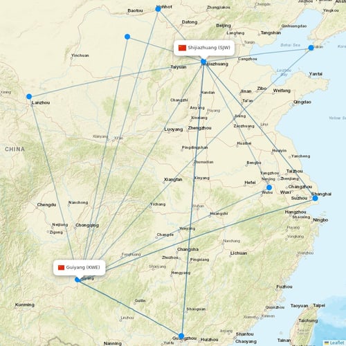 Hebei Airlines flights between Guiyang and Shijiazhuang