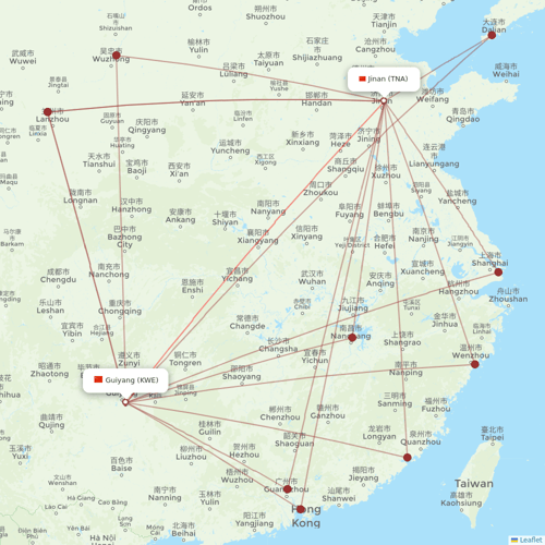 Shandong Airlines flights between Guiyang and Jinan