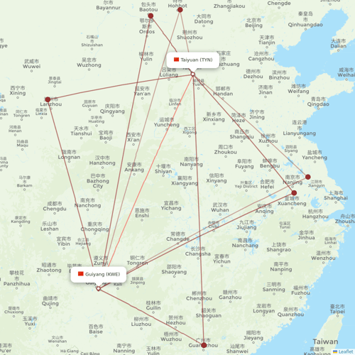 Kunming Airlines flights between Guiyang and Taiyuan