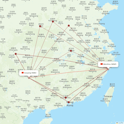 Qingdao Airlines flights between Guiyang and Wenzhou