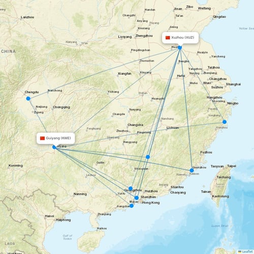 Lucky Air flights between Guiyang and Xuzhou