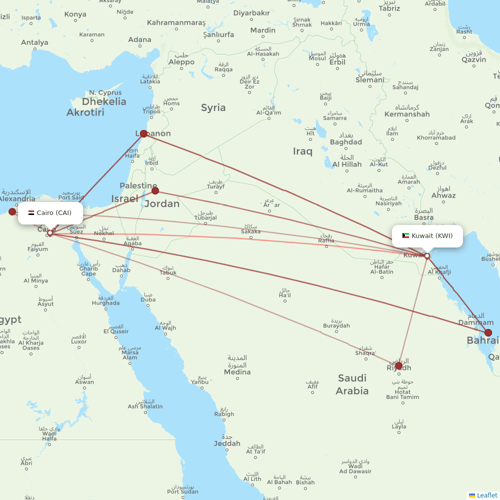 Kuwait Airways flights between Kuwait and Cairo