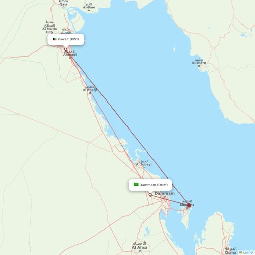 Kuwait Airways flights between Kuwait and Dammam