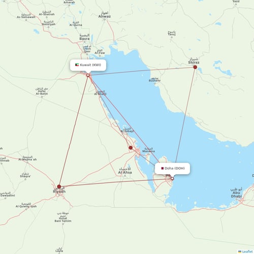 Kuwait Airways flights between Kuwait and Doha
