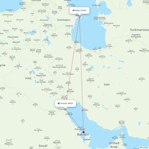 Jazeera Airways flights between Kuwait and Baku