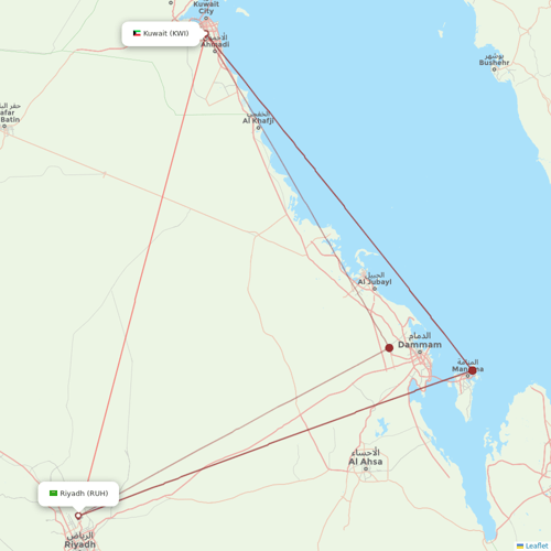 Kuwait Airways flights between Kuwait and Riyadh