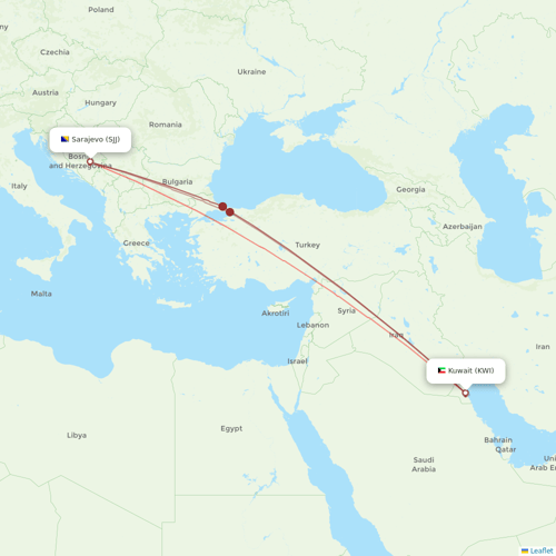 Jazeera Airways flights between Kuwait and Sarajevo