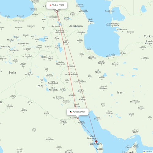 Jazeera Airways flights between Kuwait and Tbilisi