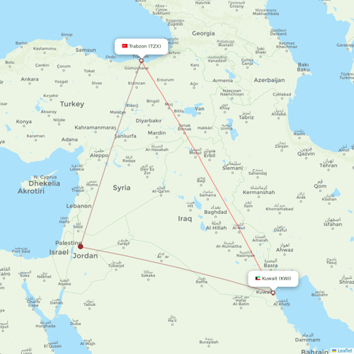Jazeera Airways flights between Kuwait and Trabzon
