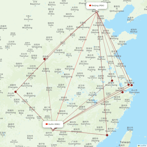 Grand China Air flights between Guilin and Beijing