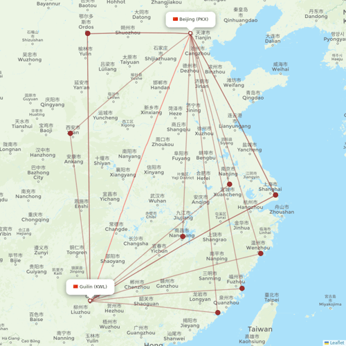 Hebei Airlines flights between Guilin and Beijing