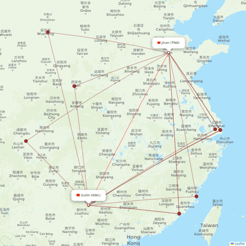 Air Guilin flights between Guilin and Jinan