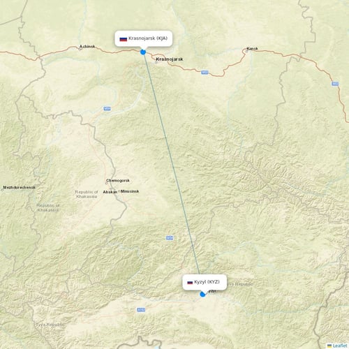KrasAvia flights between Kyzyl and Krasnojarsk