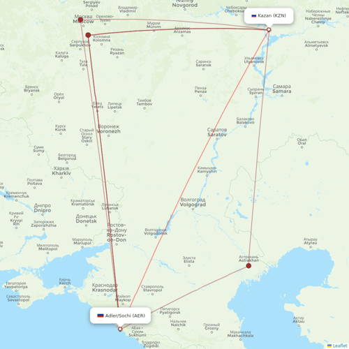 Nordwind Airlines flights between Kazan and Adler/Sochi