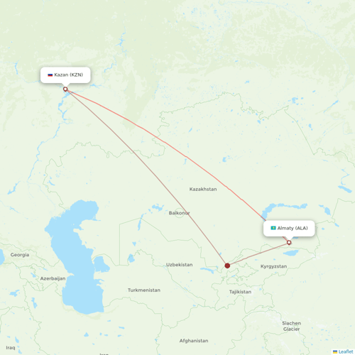 Red Wings flights between Kazan and Almaty