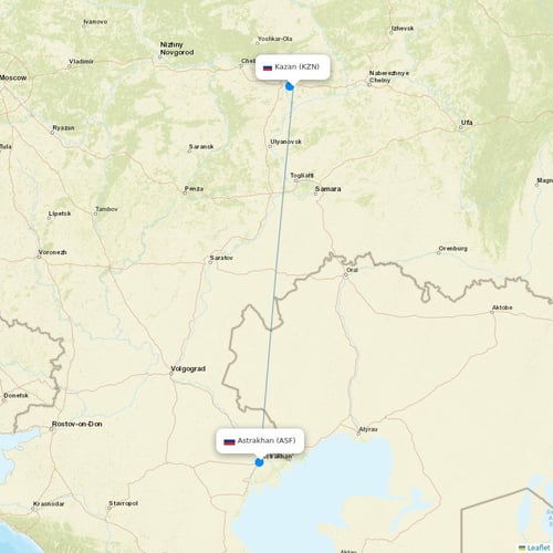 Pegas Fly flights between Kazan and Astrakhan