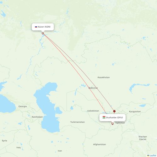 Air Southwest flights between Kazan and Dushanbe