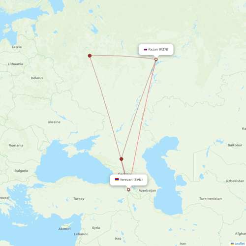 Red Wings flights between Kazan and Yerevan