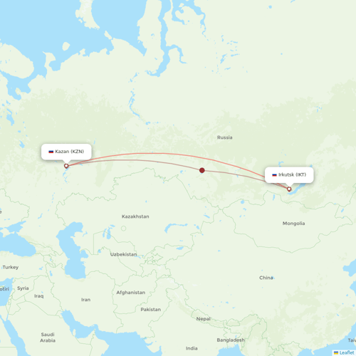 Nordwind Airlines flights between Kazan and Irkutsk