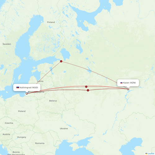Nordwind Airlines flights between Kazan and Kaliningrad