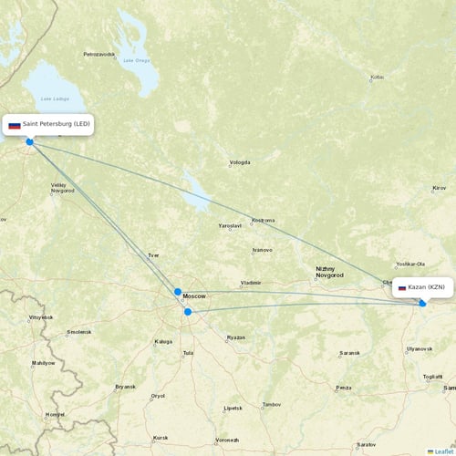 Nordavia Regional Airlines flights between Kazan and Saint Petersburg