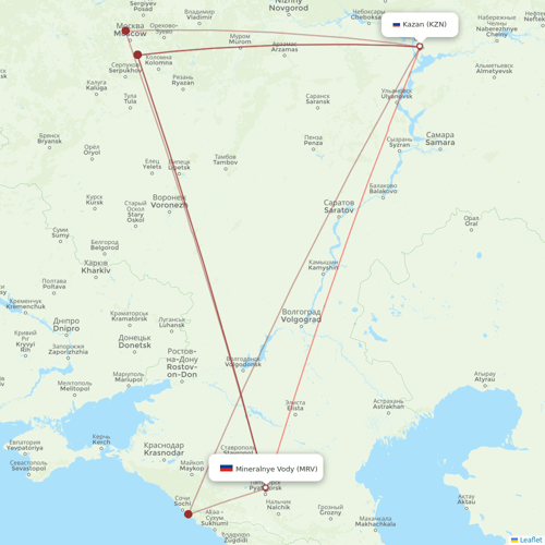 Nordwind Airlines flights between Kazan and Mineralnye Vody