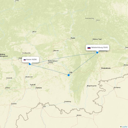 Red Wings flights between Kazan and Yekaterinburg