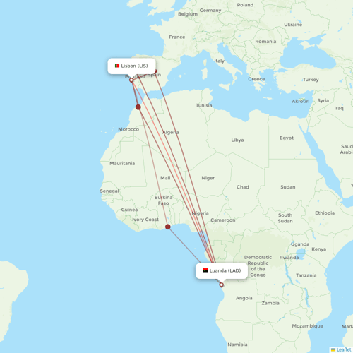 TAAG flights between Luanda and Lisbon