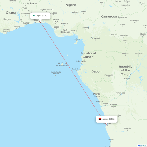 TAAG flights between Luanda and Lagos