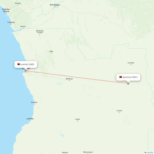 TAAG flights between Luanda and Saurimo