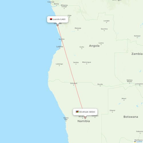 TAAG flights between Luanda and Windhoek