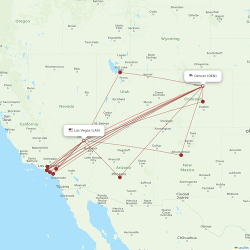 Southwest Airlines flights between Las Vegas and Denver