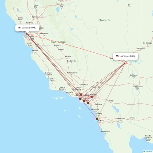 Southwest Airlines flights between Las Vegas and Oakland