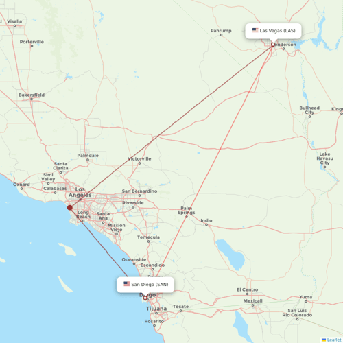 Southwest Airlines flights between Las Vegas and San Diego