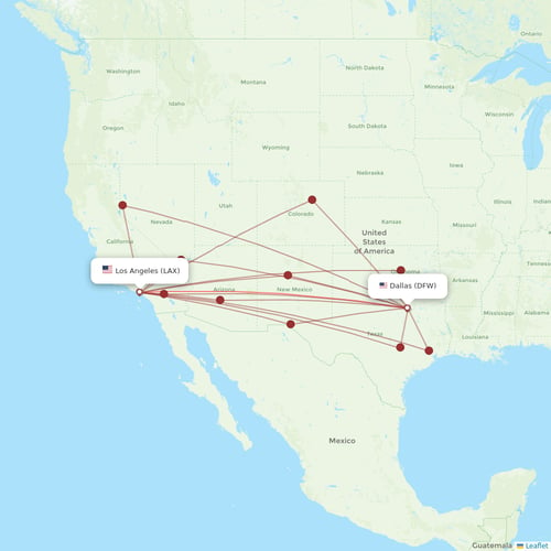 American Airlines flights between Los Angeles and Dallas
