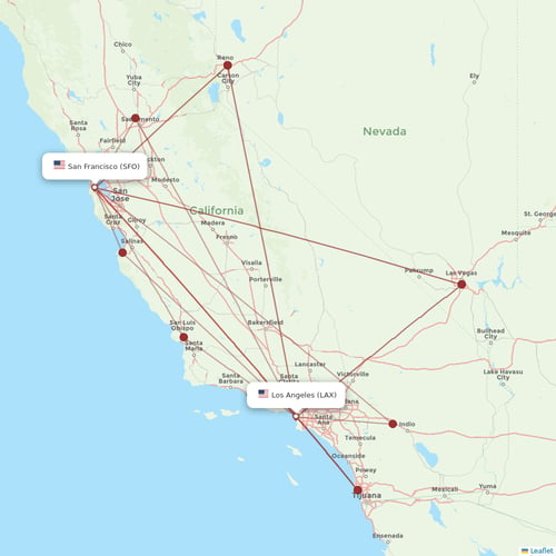 Alaska Airlines flights between Los Angeles and San Francisco