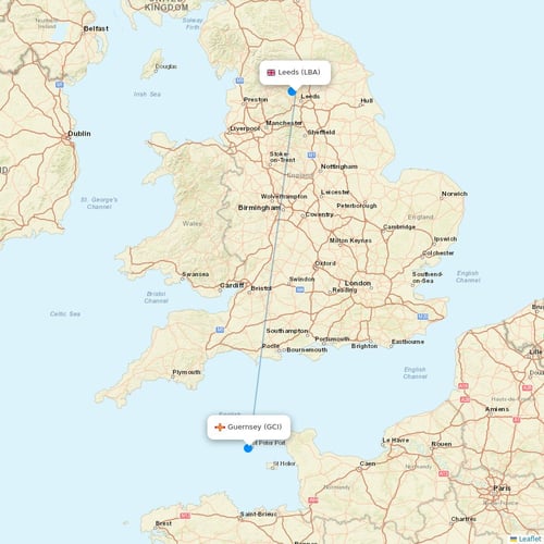 Aurigny Air Services flights between Leeds and Guernsey