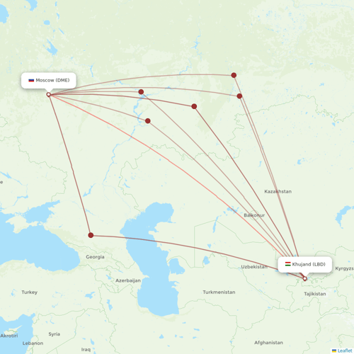 Air Southwest flights between Khujand and Moscow