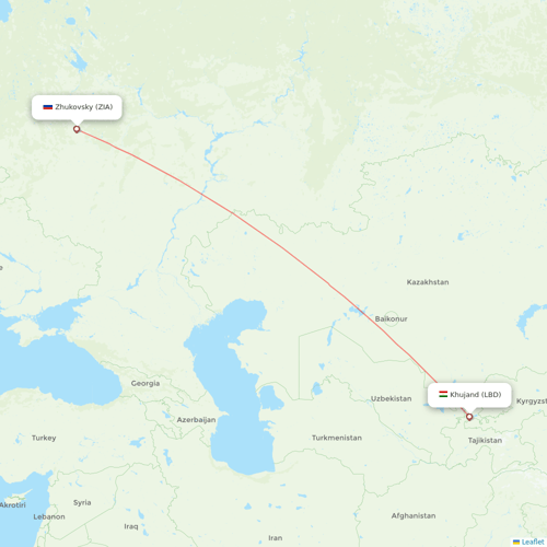 Ural Airlines flights between Khujand and Zhukovsky