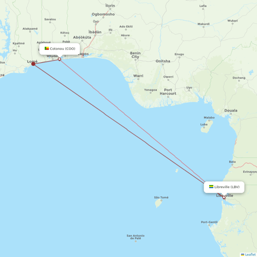 RwandAir flights between Libreville and Cotonou