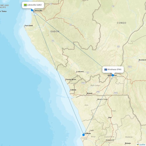 Afrijet flights between Libreville and Kinshasa