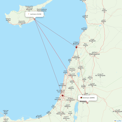 Royal Jordanian flights between Larnaca and Amman