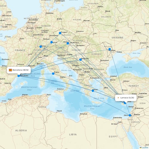 Charlie Airlines flights between Larnaca and Barcelona